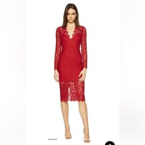Bardot Midnight Lace Dress in Famous Red Sz S